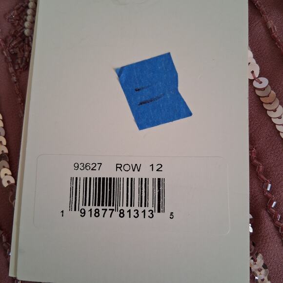 MAC DUGGAL Jewel Lined Neck Long Sleeve Tea Length Rosewood Floral Beaded Sz 12 - Picture 14 of 14